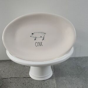 Rae Dunn Cream Pig Plate - Oink Design